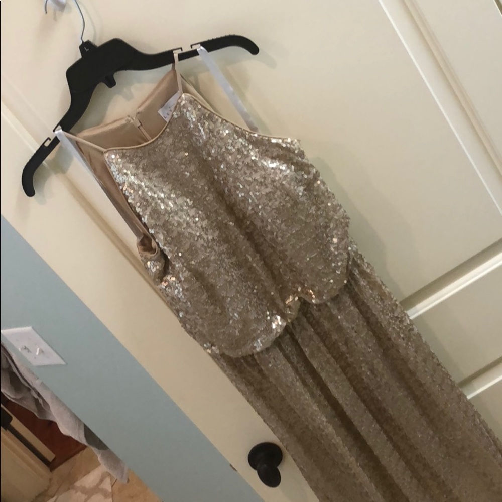 Bill Levkoff Gold Sequin Evening Gown